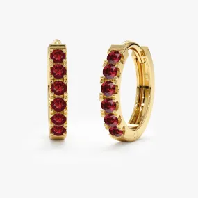 Natural Ruby Hoop Earrings, Ruby