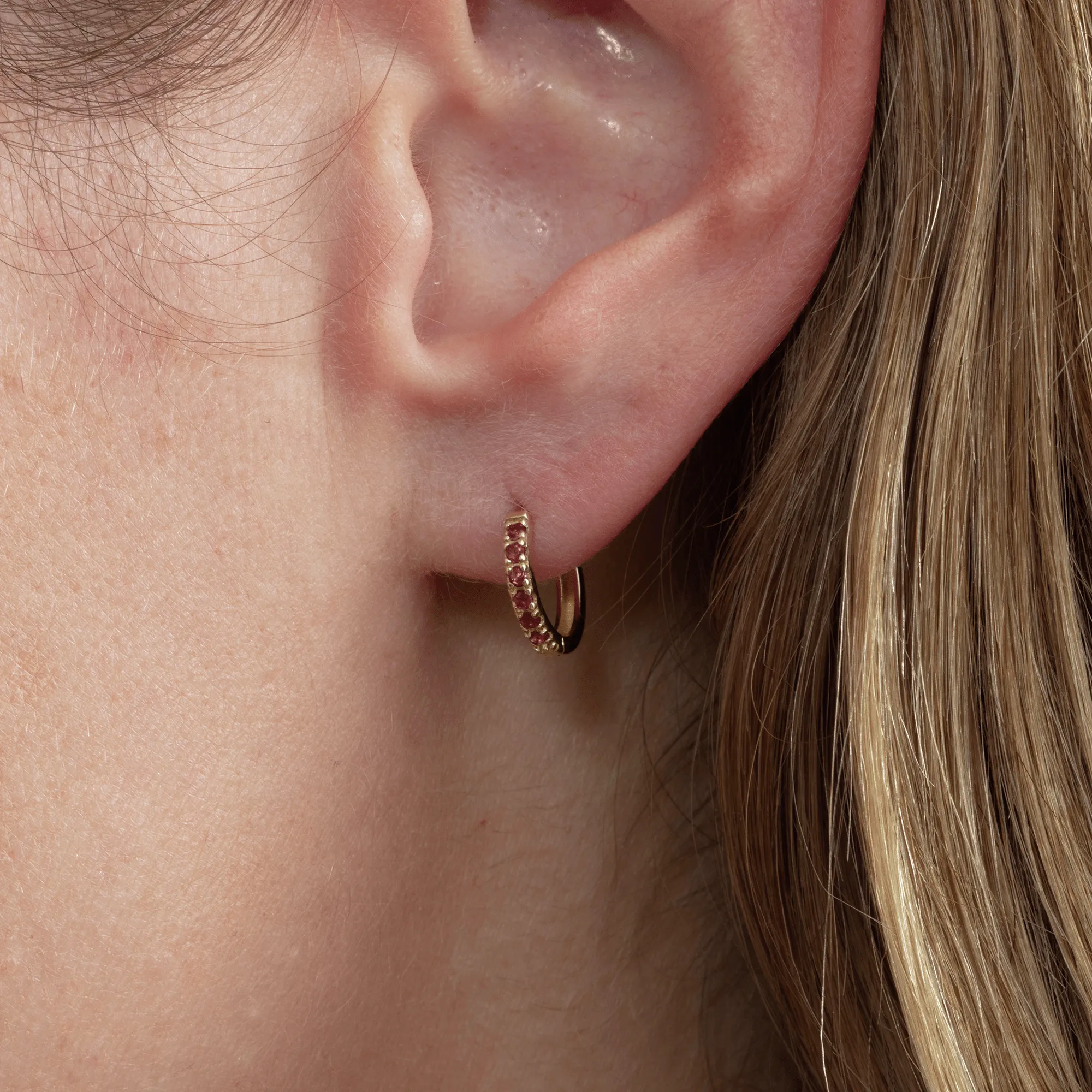Natural Ruby Hoop Earrings, Ruby