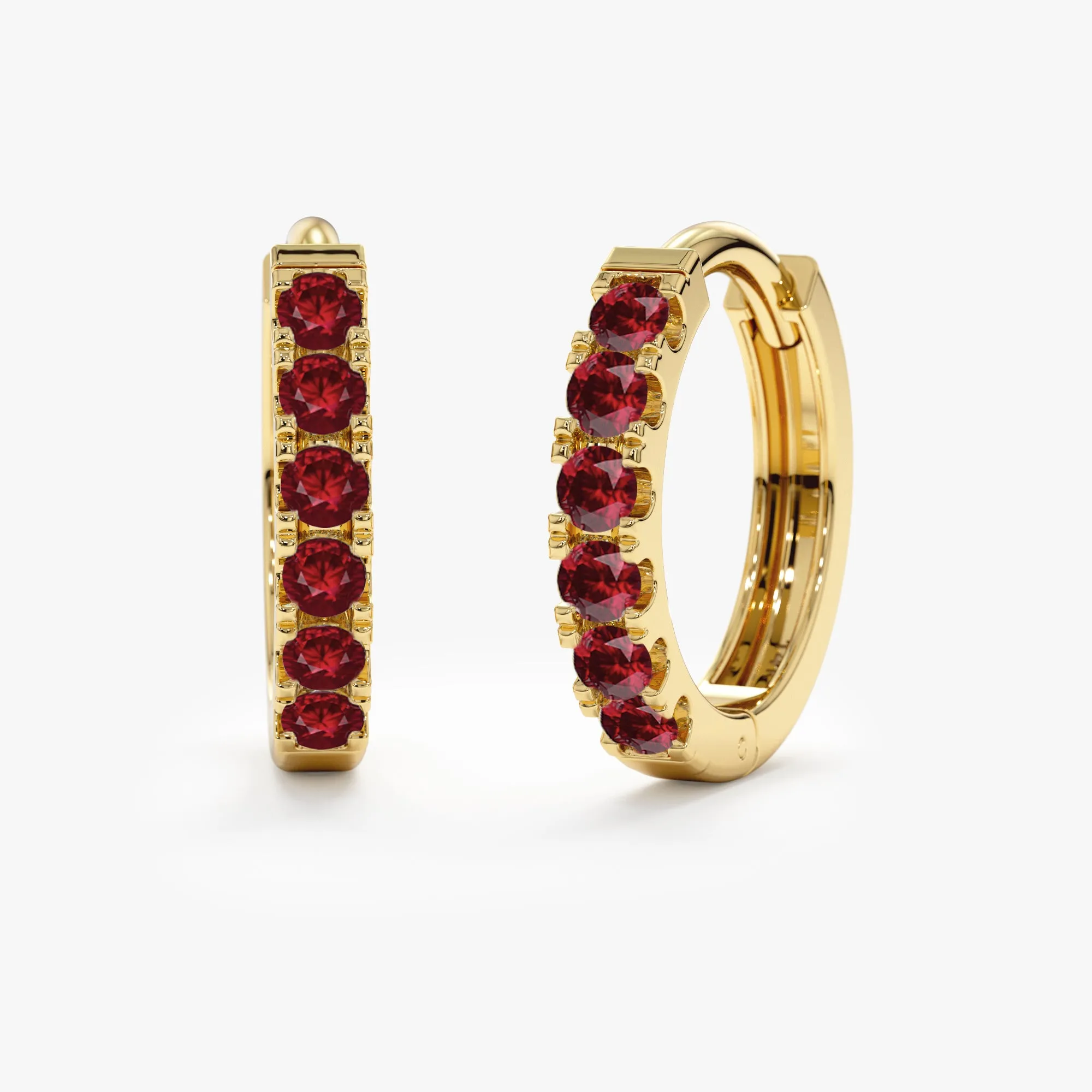 Natural Ruby Hoop Earrings, Ruby