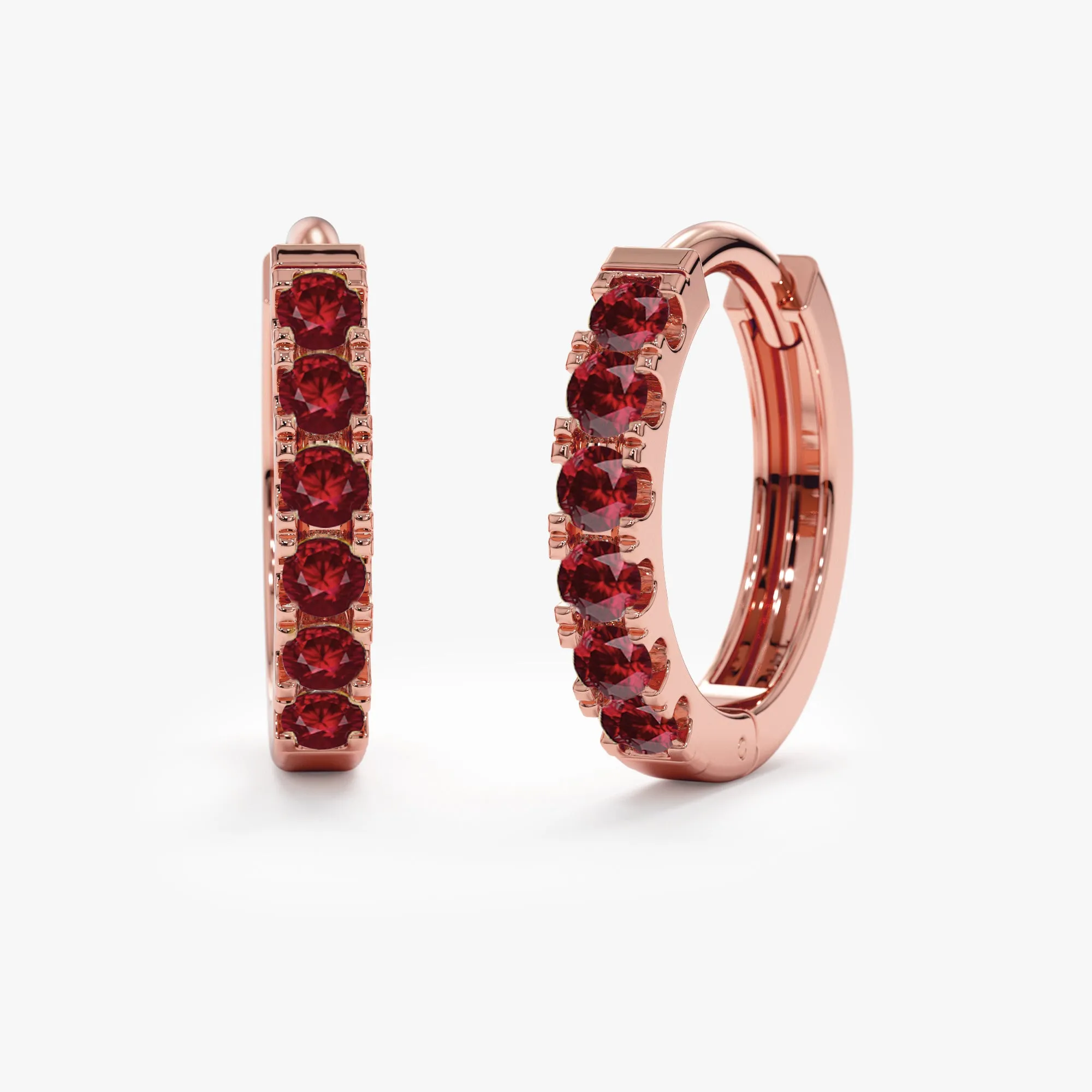 Natural Ruby Hoop Earrings, Ruby