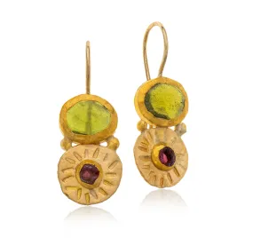 Nava Zahavi Yellow Gold Artisan Gem Earrings