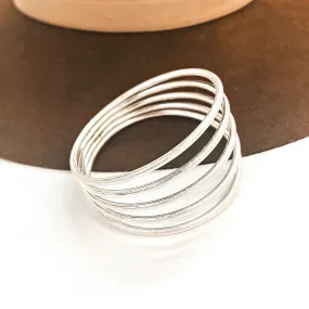 Next One Up Five Layered Cuff Bracelet in Silver Tone