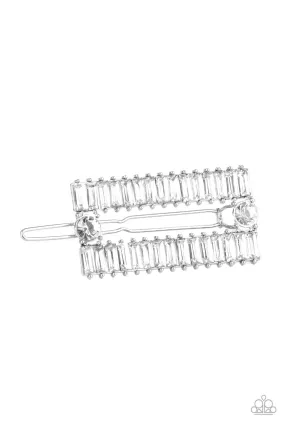Open Door Jewelry - Deco Dynasty - White Hair Clip - Paparazzi Accessories