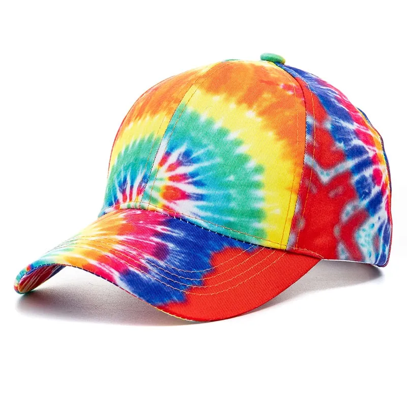Outdoor Casual Tie Dye Caps For Women Rainbow Colorful Baseball Cap Female Fashion Streetwear Summer Hat