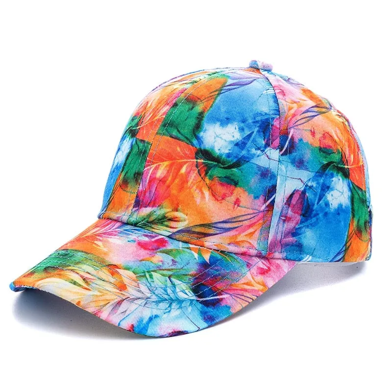 Outdoor Casual Tie Dye Caps For Women Rainbow Colorful Baseball Cap Female Fashion Streetwear Summer Hat