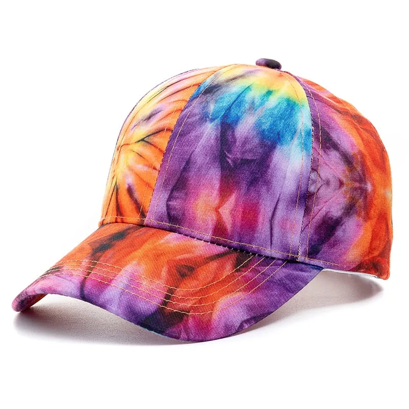 Outdoor Casual Tie Dye Caps For Women Rainbow Colorful Baseball Cap Female Fashion Streetwear Summer Hat