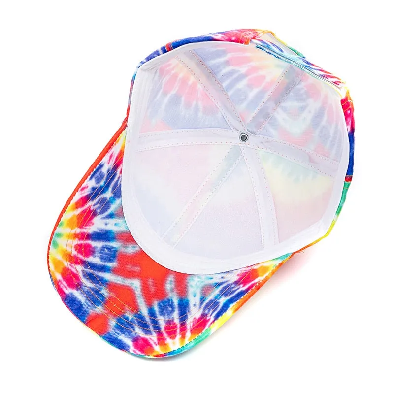 Outdoor Casual Tie Dye Caps For Women Rainbow Colorful Baseball Cap Female Fashion Streetwear Summer Hat