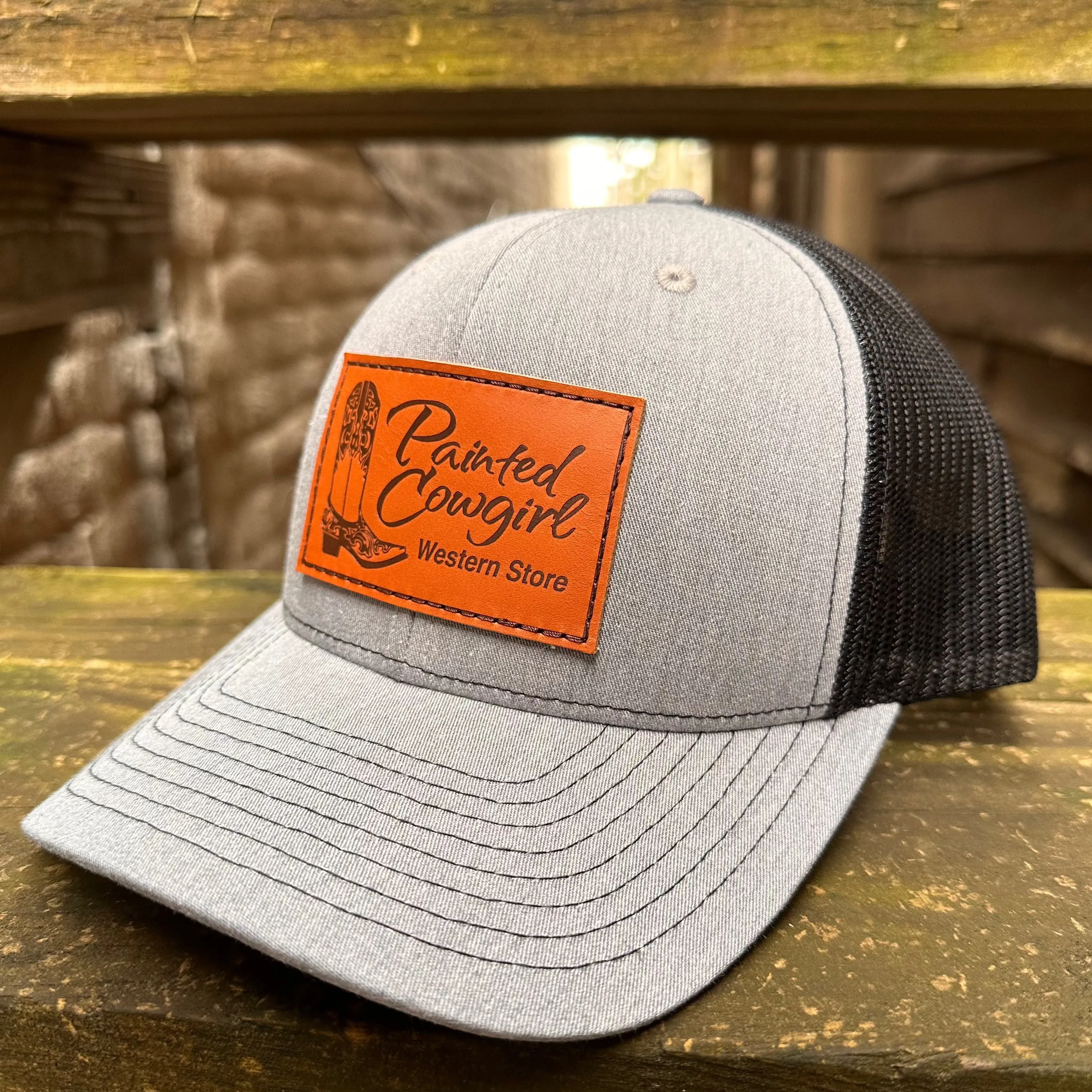 Painted Cowgirl Grey / Black Unisex Ball Cap