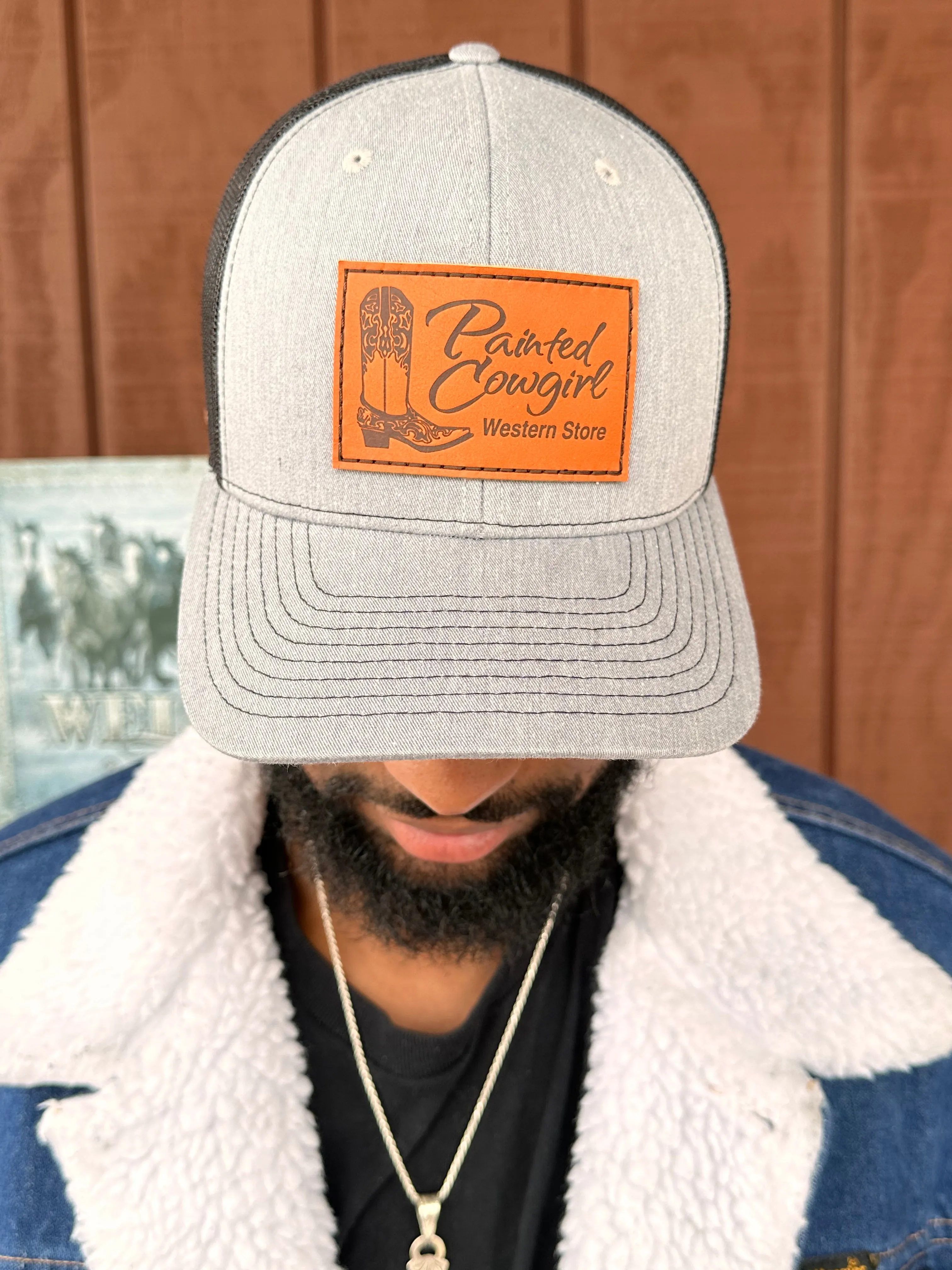 Painted Cowgirl Grey / Black Unisex Ball Cap