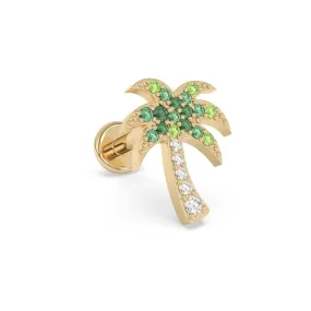 Palm Tree Gold Stud Earring