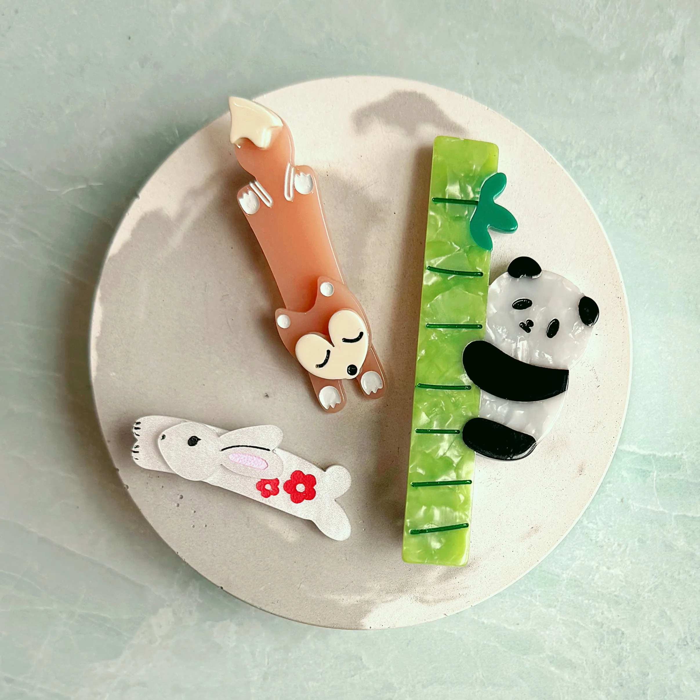 Panda on Bamboo Hair Barrette
