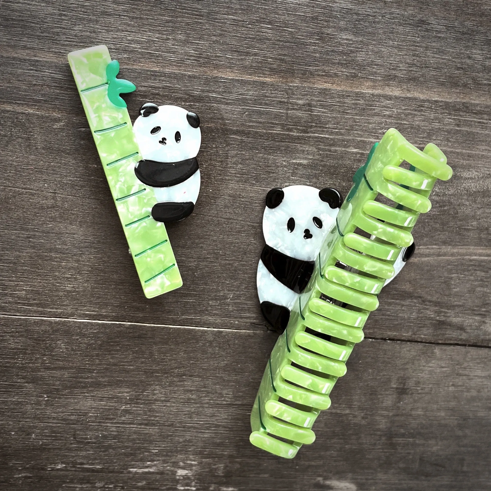 Panda on Bamboo Hair Barrette
