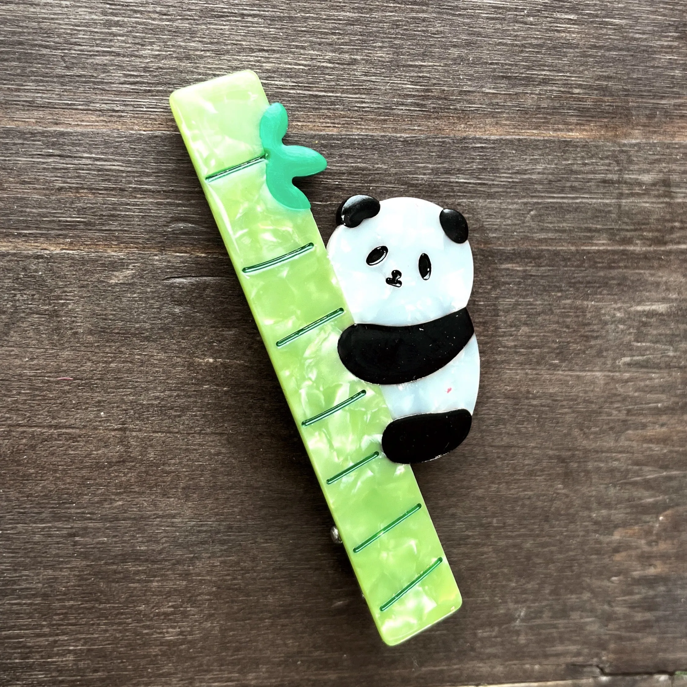 Panda on Bamboo Hair Barrette