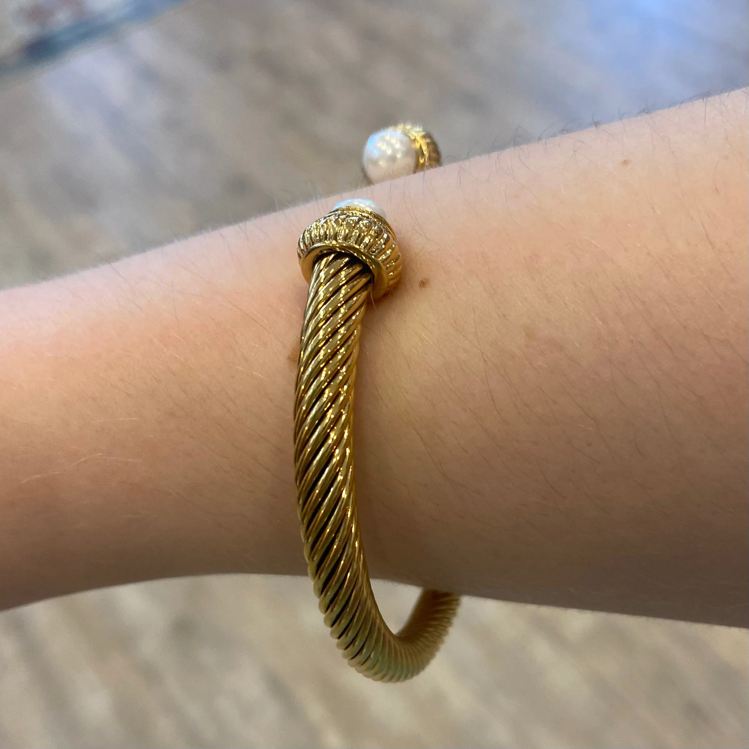 Park Avenue Gold Pearl Studded Bracelet Cuff
