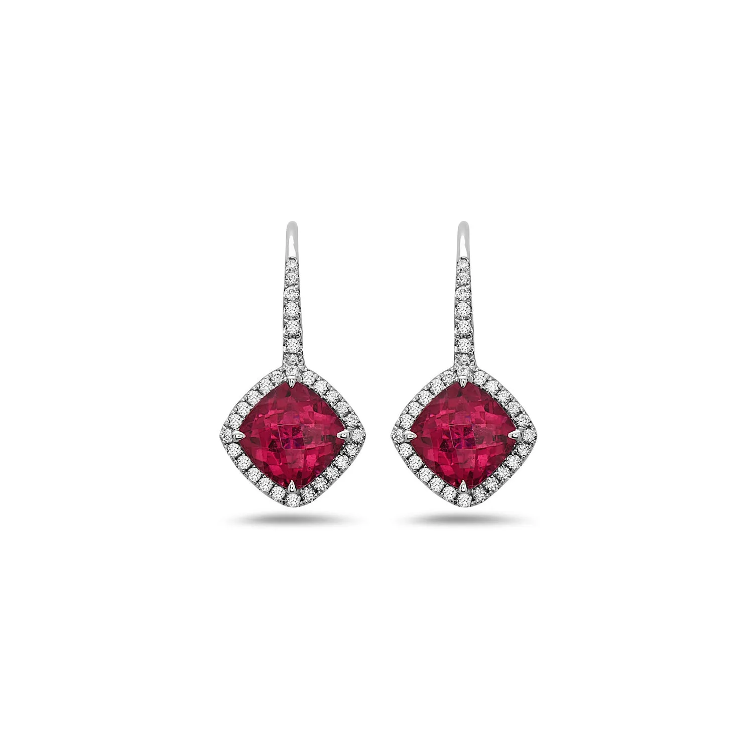 Pastel Diamond Angled Cushion Earring