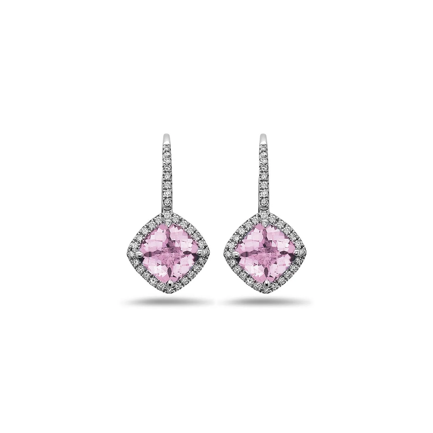 Pastel Diamond Angled Cushion Earring