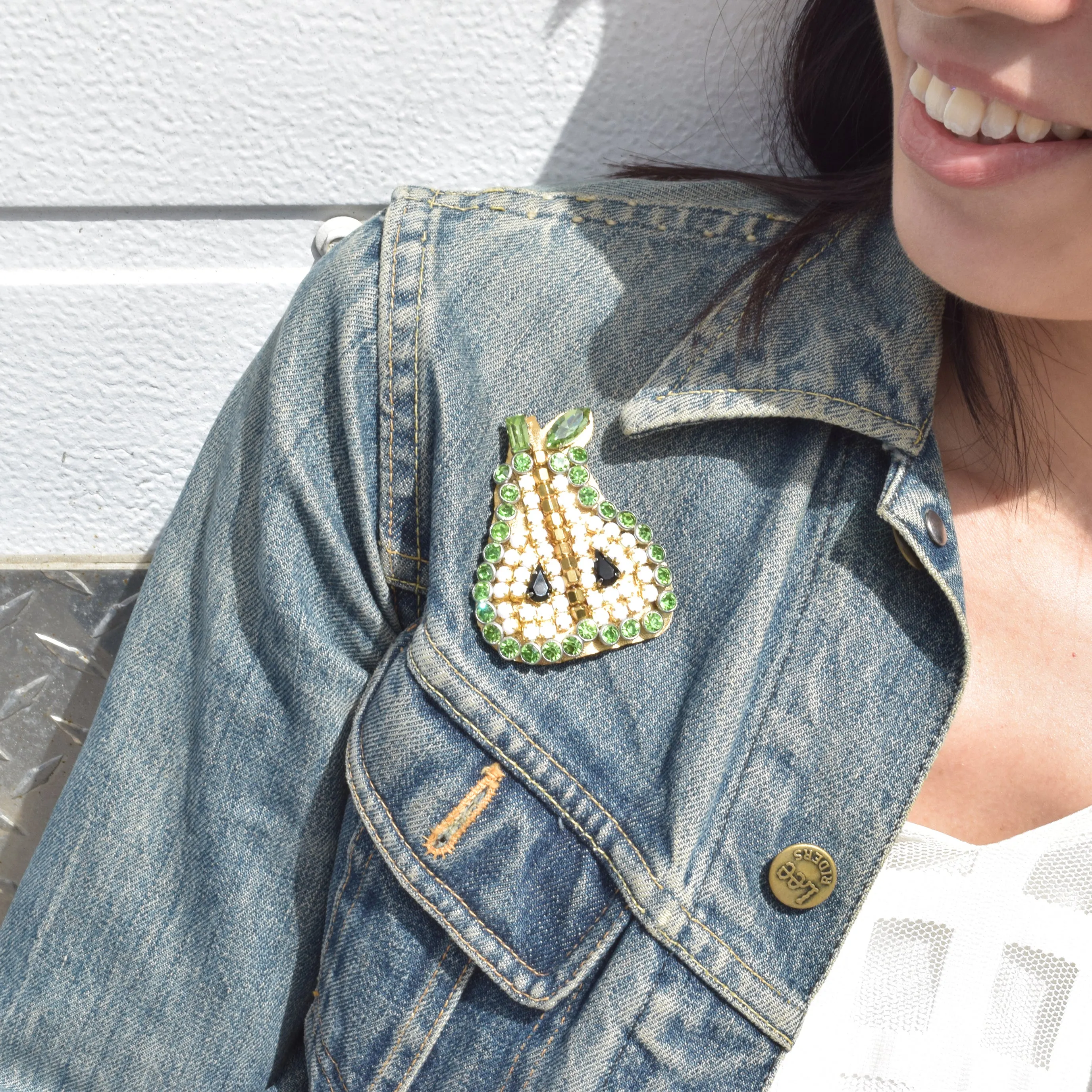 Pear - Rhinestone Embellished Brooch