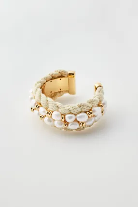 Pearl and Raffia Cuff