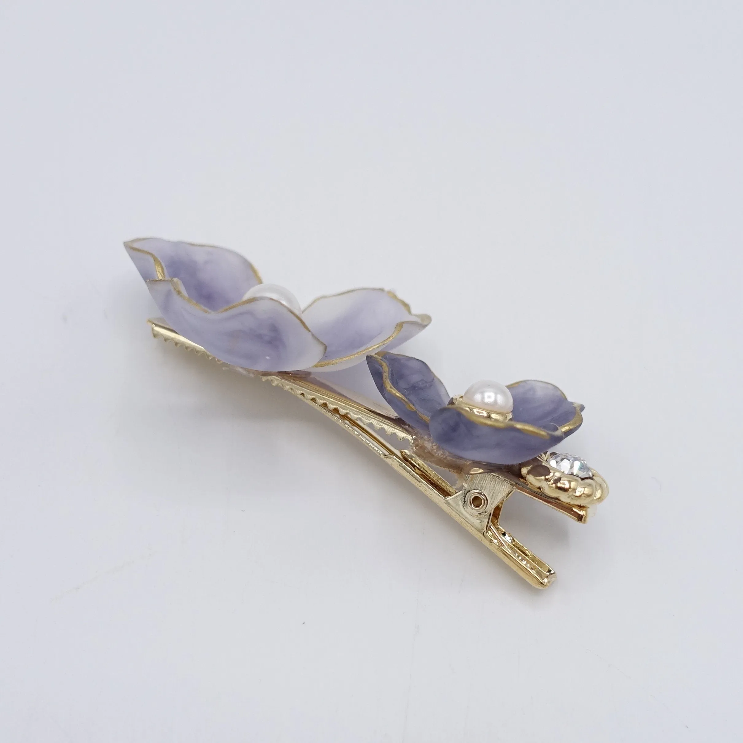 pearl flower hair clip for women
