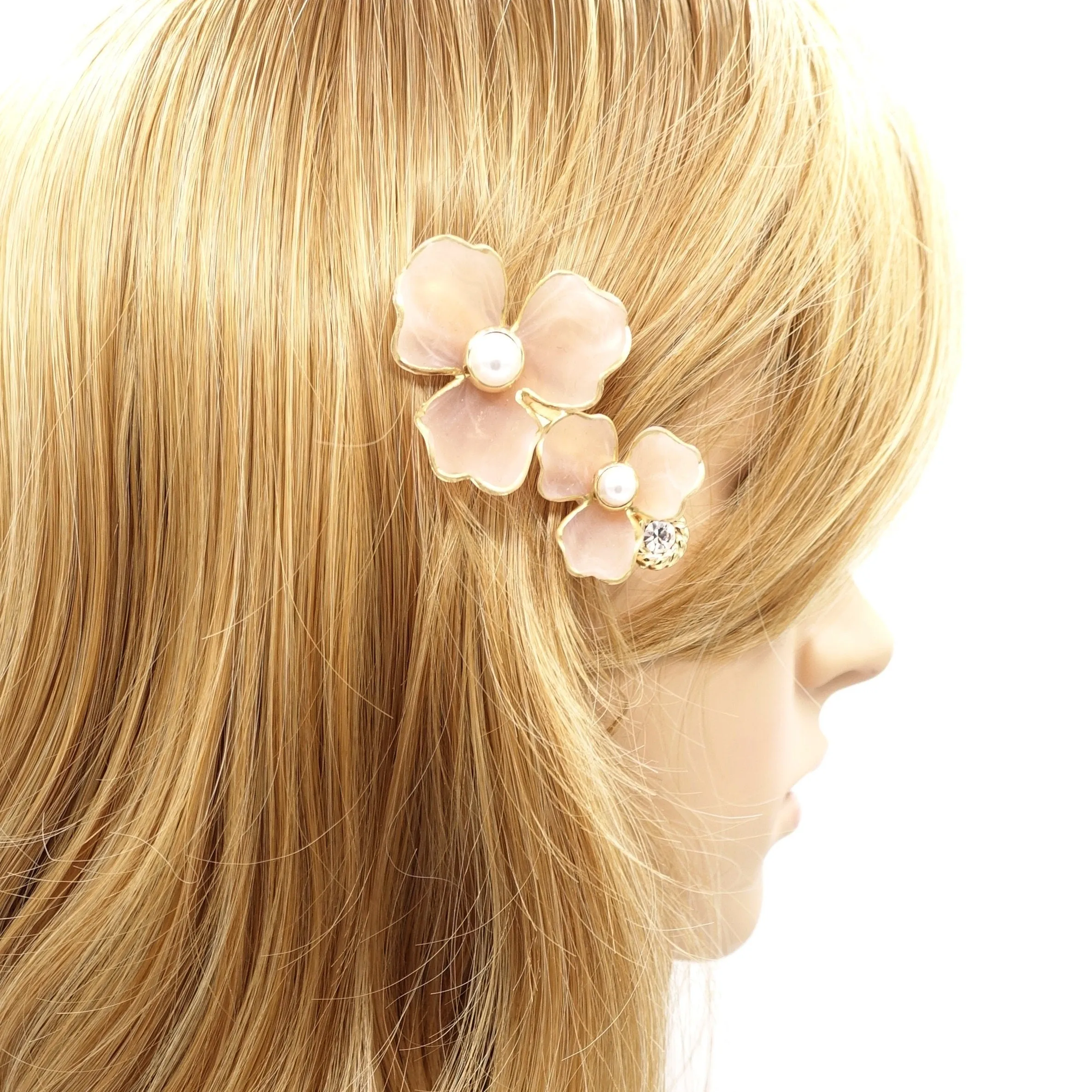 pearl flower hair clip for women