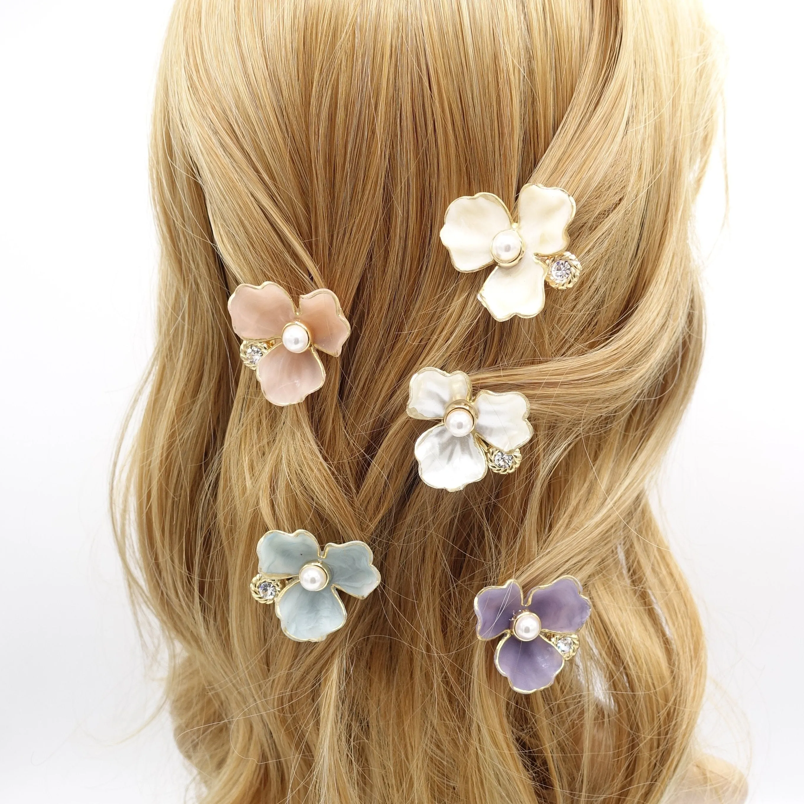 pearl flower hair clip for women