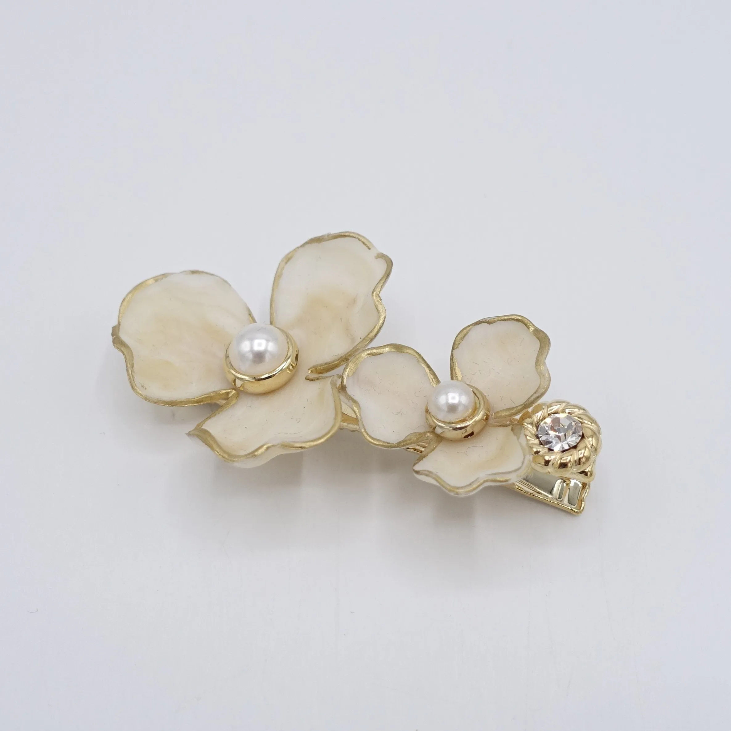pearl flower hair clip for women