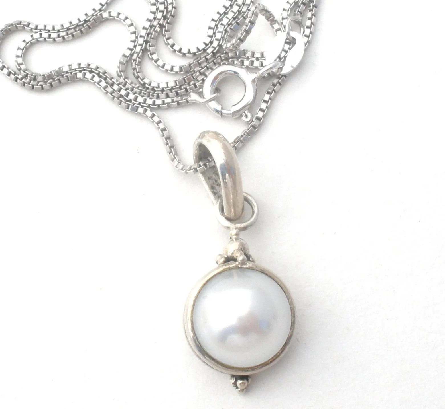 Pearl Pendant Necklace Sterling Silver