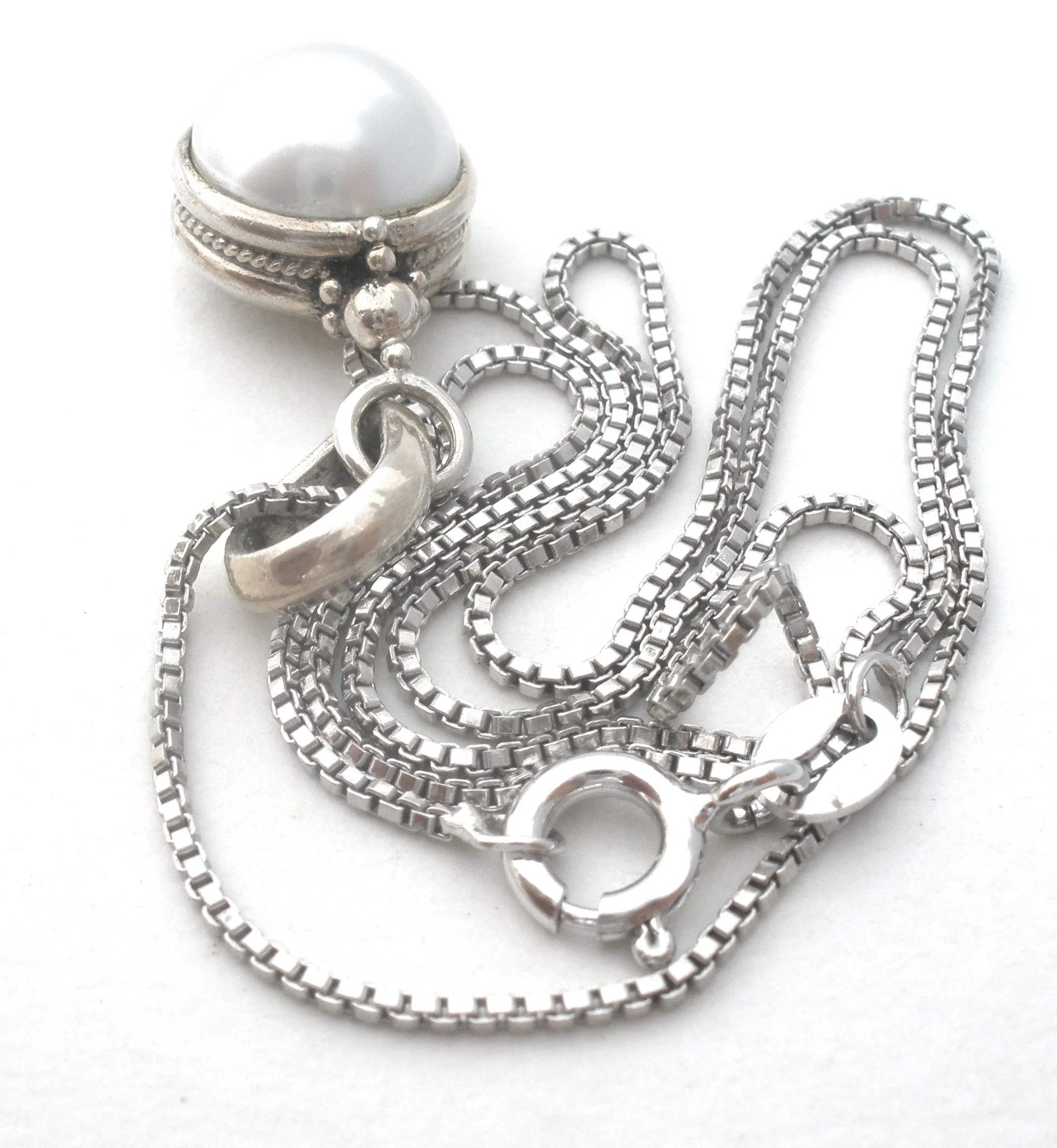 Pearl Pendant Necklace Sterling Silver