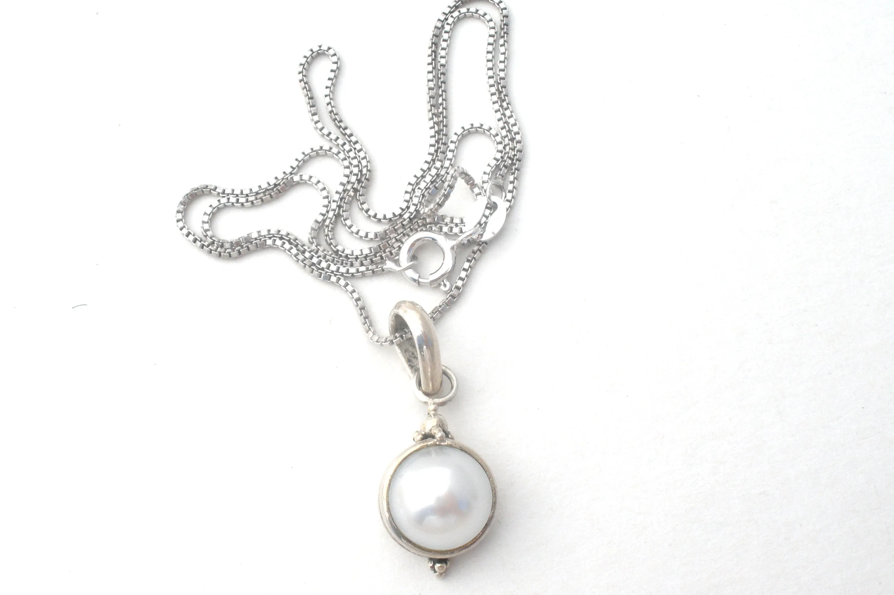 Pearl Pendant Necklace Sterling Silver