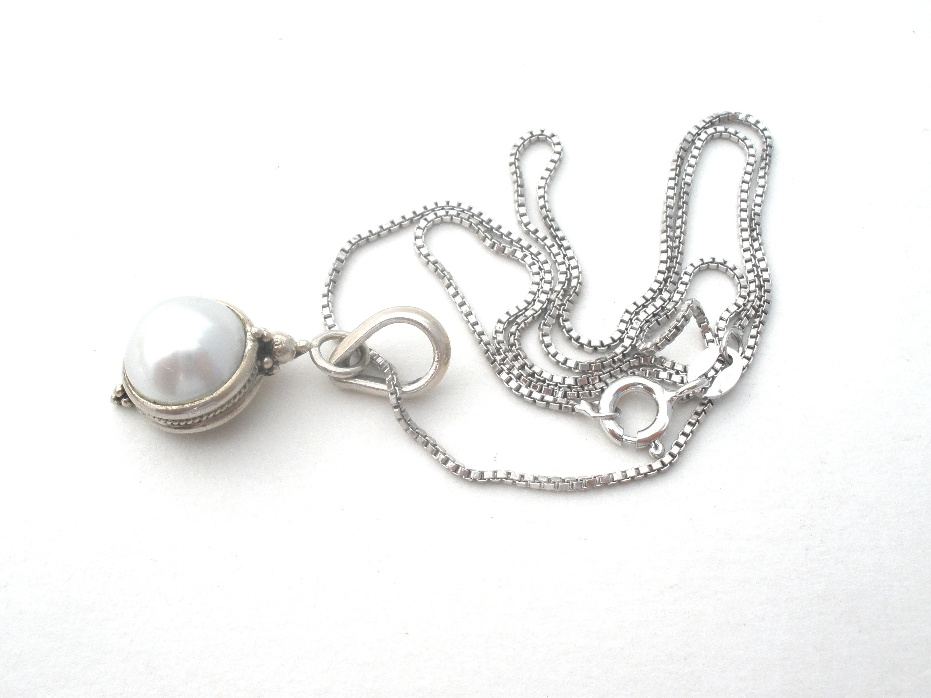 Pearl Pendant Necklace Sterling Silver
