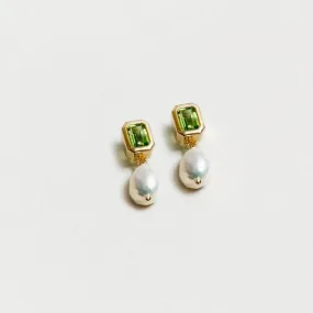 Penelope Rectangle Earrings (Peridot & Gold)