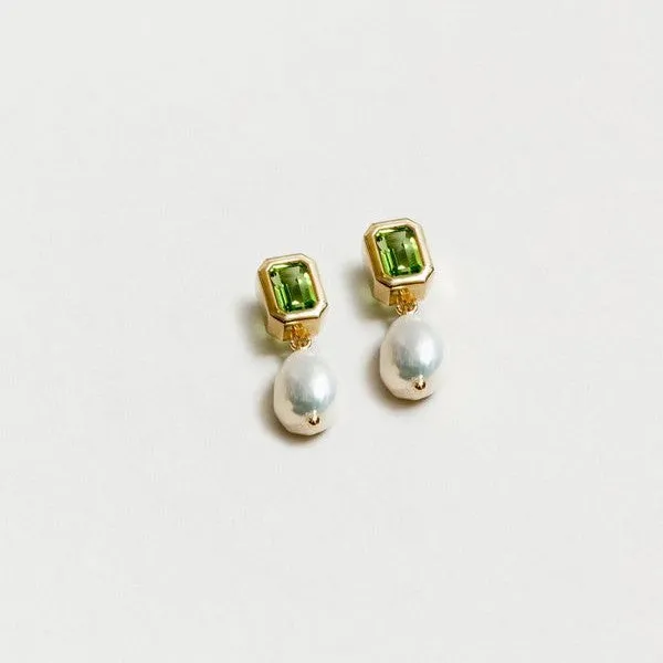 Penelope Rectangle Earrings (Peridot & Gold)