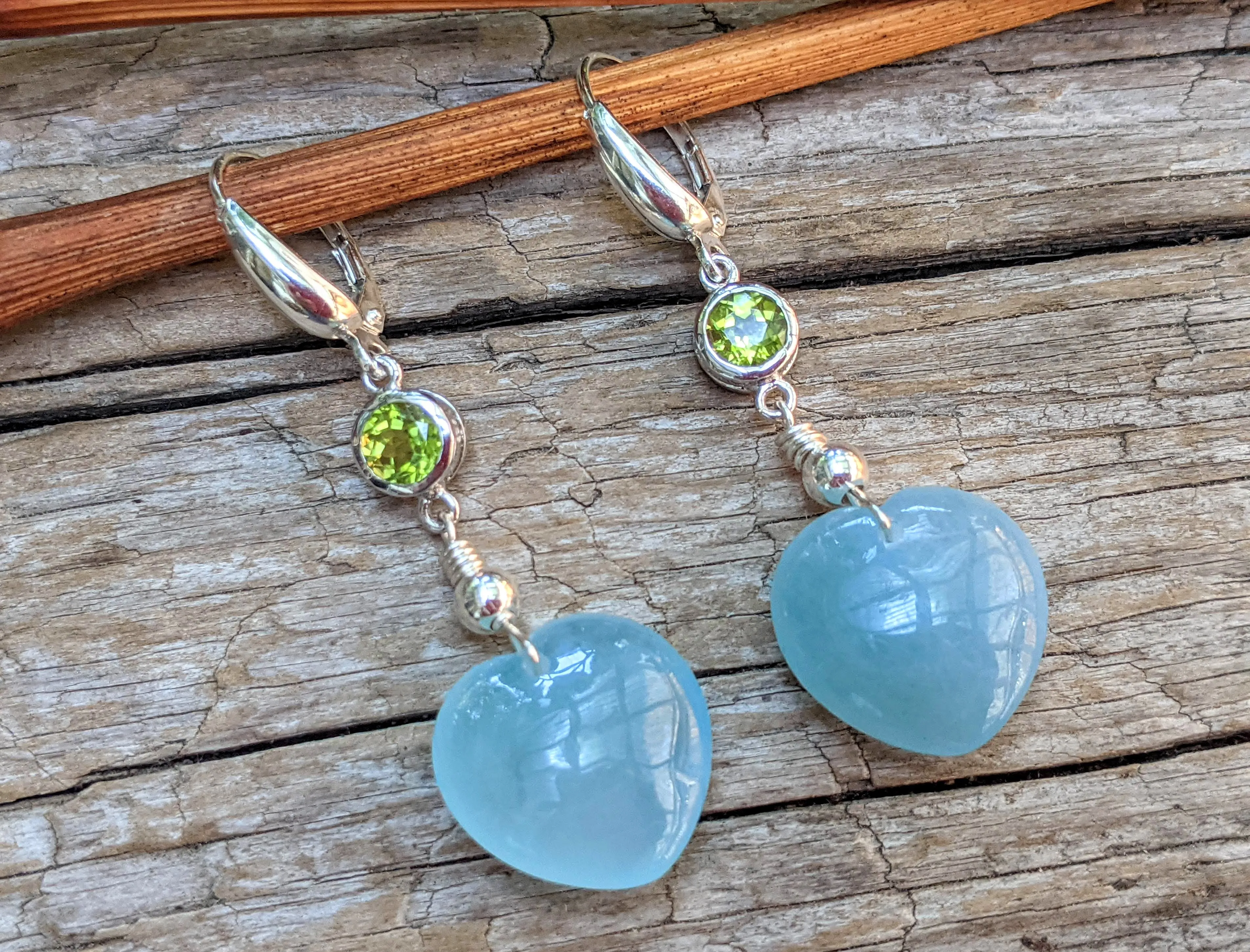 Peridot & Aquamarine Sterling Silver Earrings