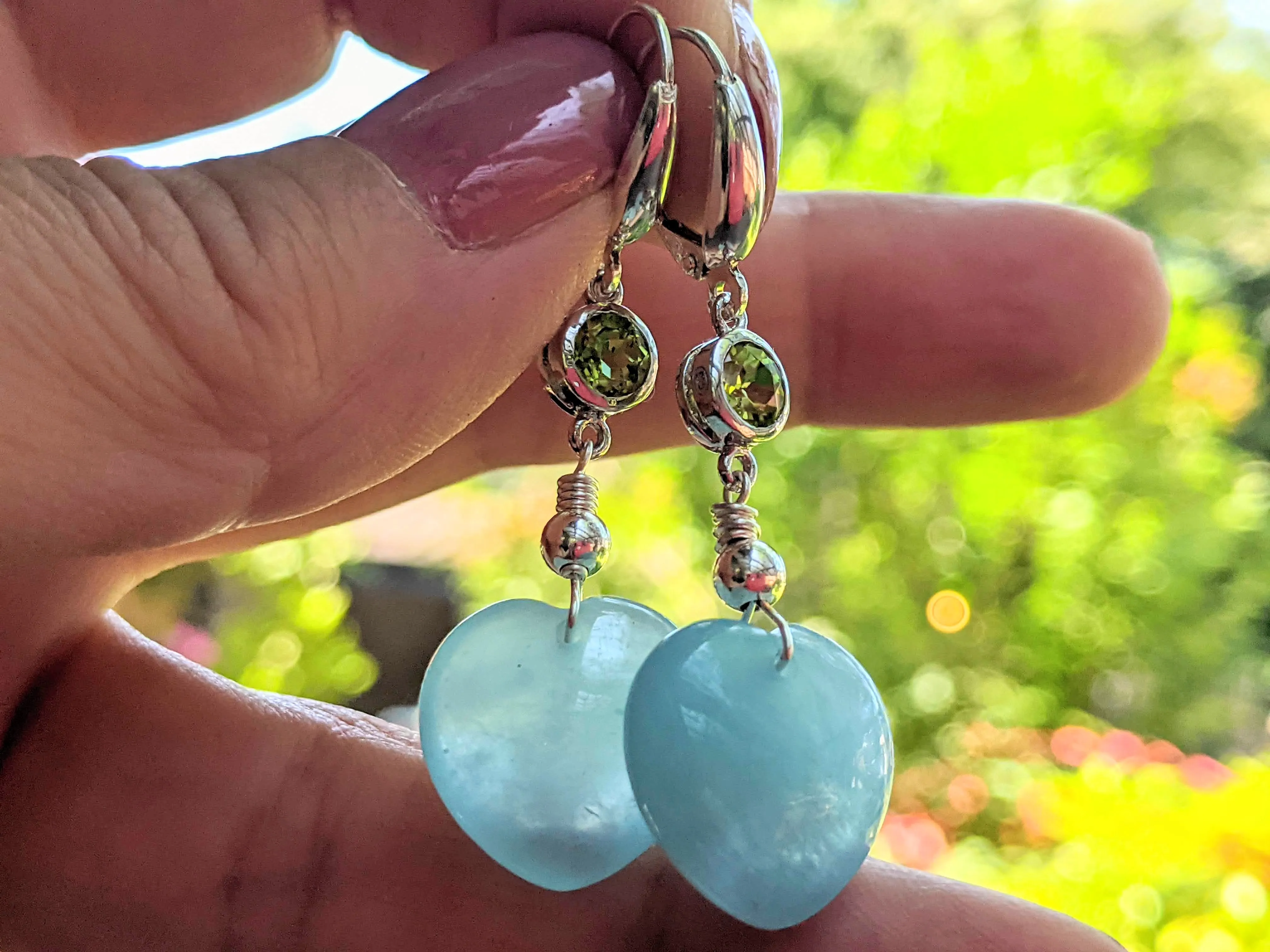 Peridot & Aquamarine Sterling Silver Earrings