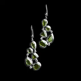 Peridot & Diamond Sterling Drop Earrings, Mosaic 5 Stone