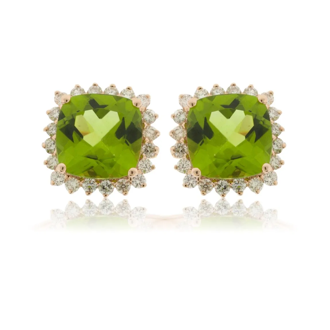 Peridot and Diamond Stud Earrings