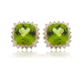 Peridot and Diamond Stud Earrings