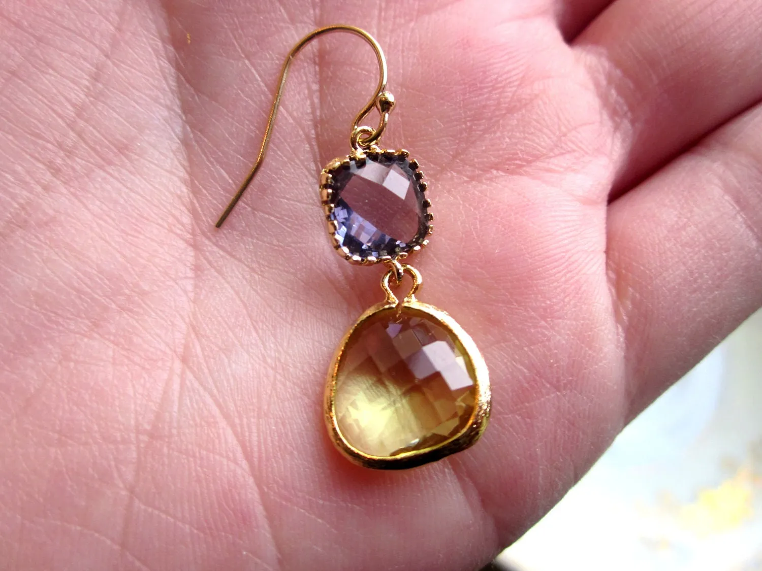 Peridot Earrings Tanzanite Gold Plated - Bridesmaid Earrings - Wedding Earrings - Valentines Day Gift