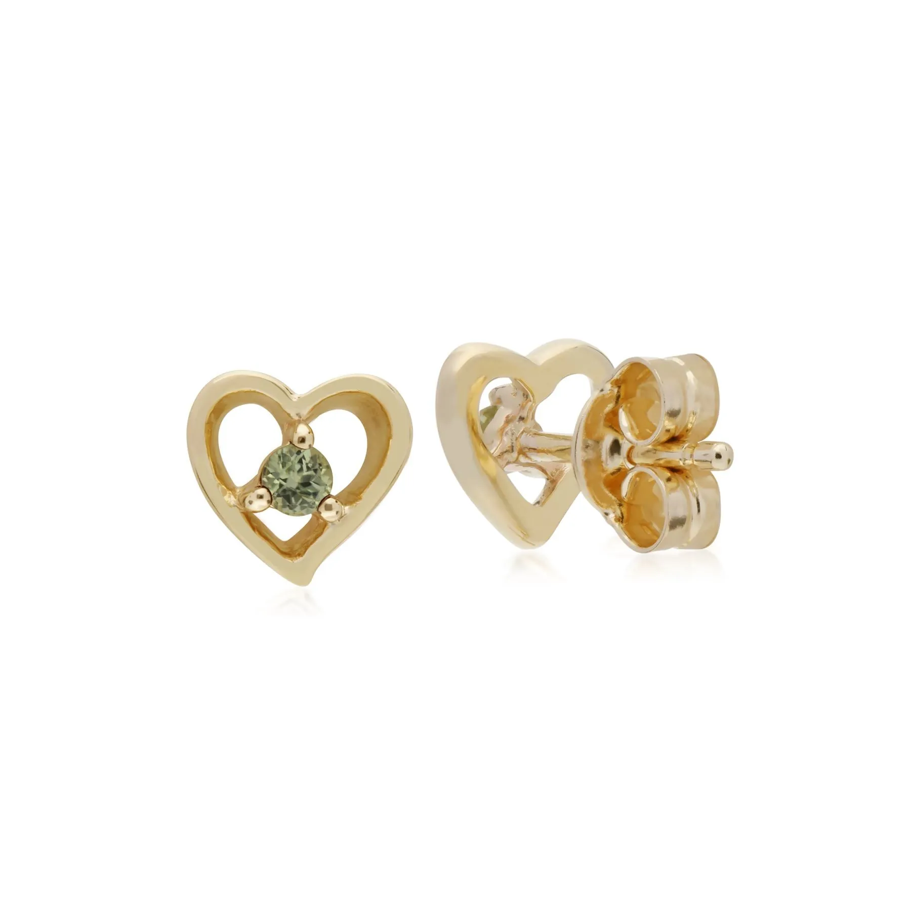 Peridot Herz Ohrringe in 9ct Gelb Gold