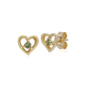 Peridot Herz Ohrringe in 9ct Gelb Gold