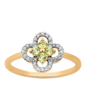 Peridot Ring - 10ct Yellow Gold Peridot & Diamond Ring - 786256