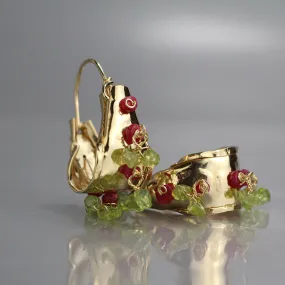 Peridot Ruby Chunky Hoop Earrings