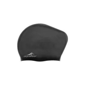 Pink Black Silicone Swim Cap For Long Hair Fashy Aquafeel