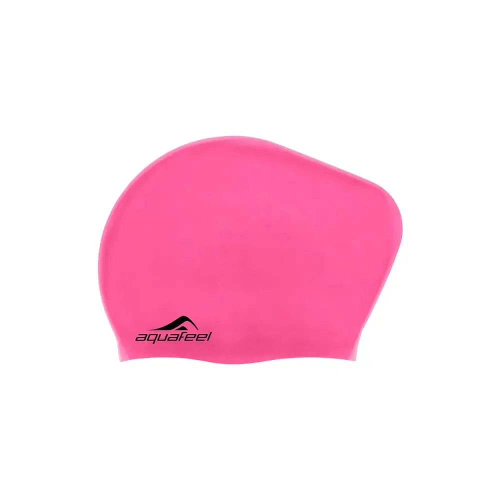 Pink Black Silicone Swim Cap For Long Hair Fashy Aquafeel