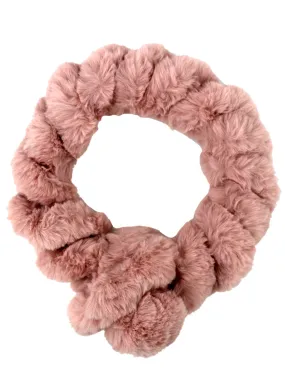 Pink Winter Twisted Faux Fur Pull Thru Scarf