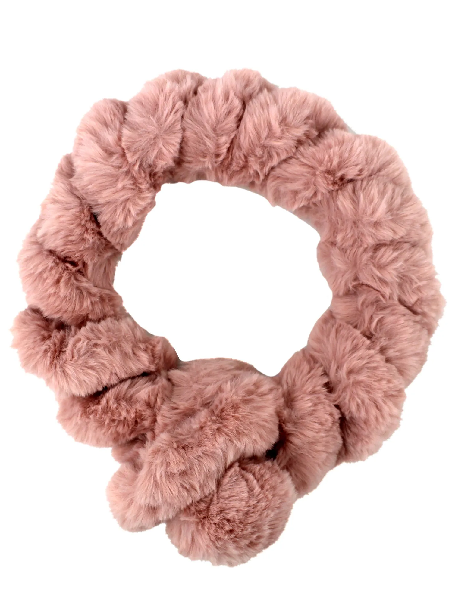 Pink Winter Twisted Faux Fur Pull Thru Scarf