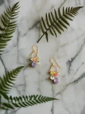 Pom Jewelry Mixed Gemstone Earrings In Gold Fill- PE59