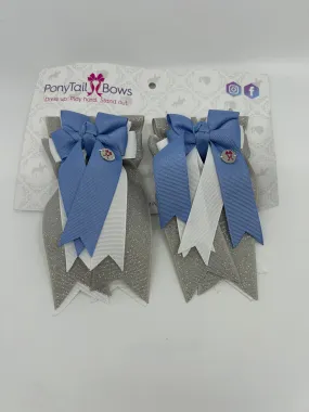 PonyTail Bows- Bluebird Sparkle