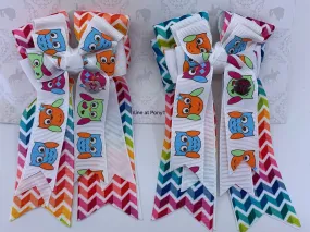 PonyTail Bows- Chevron Owls