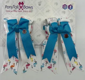 PonyTail Bows- Flamingos For Days